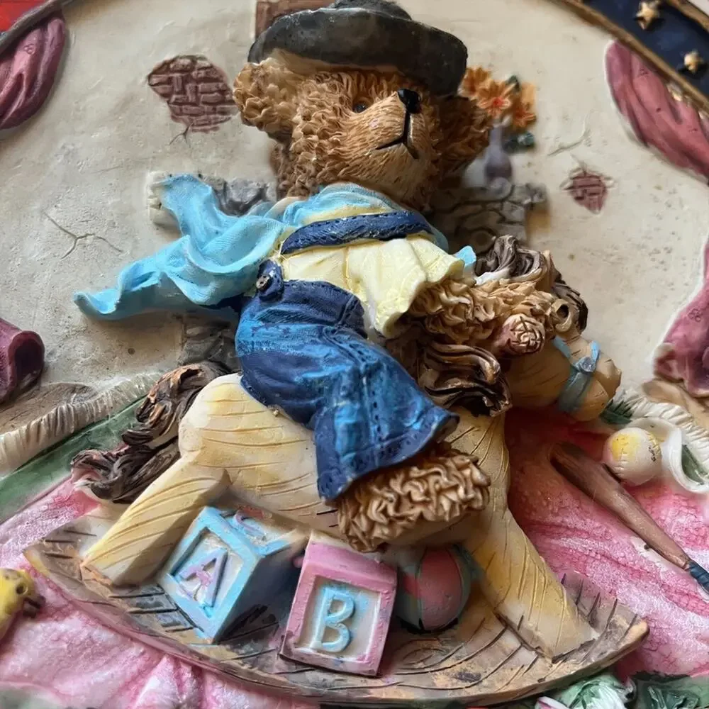 3D Resin Teddy Bear Decorative Plate Rocking Horse Letter Blocks Vintage 80’s